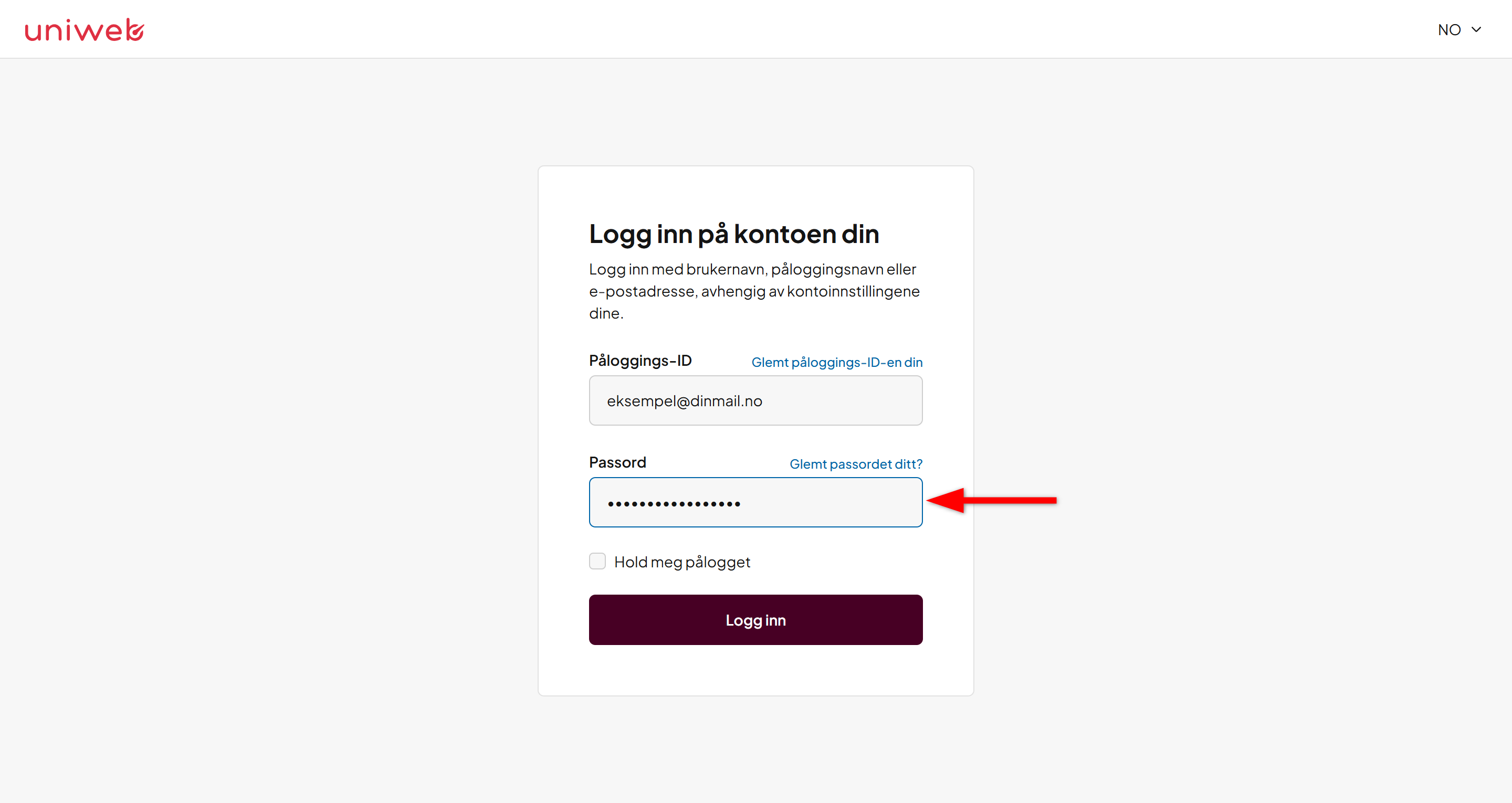 logg inn i kontrollpanelet _ uniweb.png