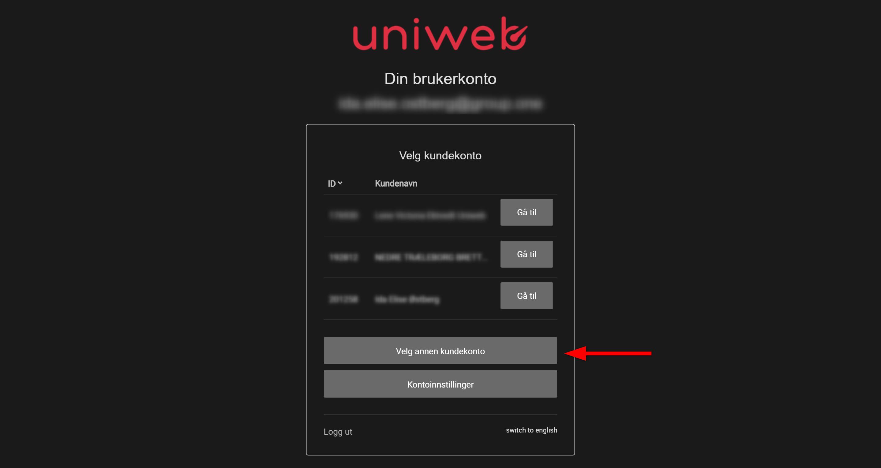 Din brukerkonto - velg annen kundekonto.png